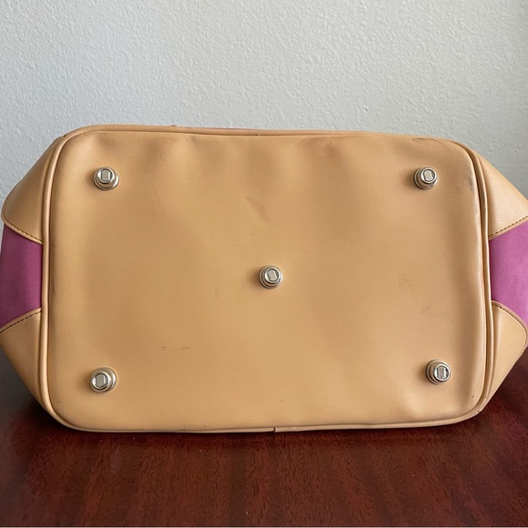 Diane Von Fustenberg DVF Lavander Rose Mauve Canvas Leather Trim Weekender Bag - Picture 7 of 16
